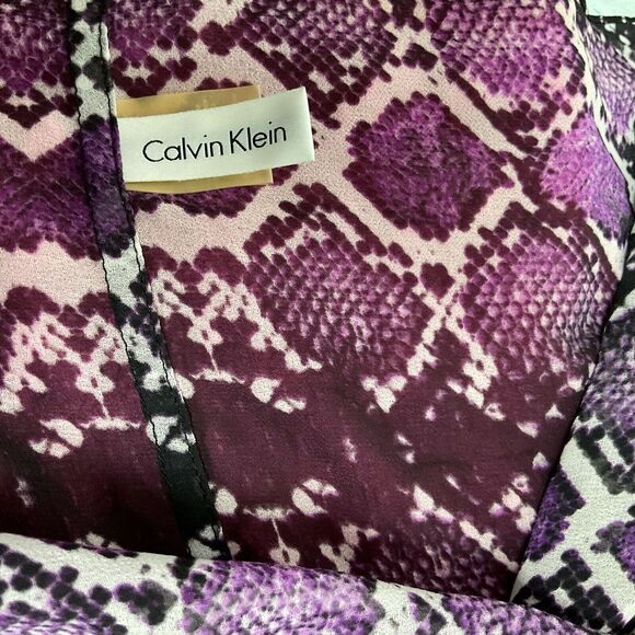 Calvin Klein Infinity Scarf Wall Snake Print Purple Black White 28" x 72" Mint - Picture 3 of 3